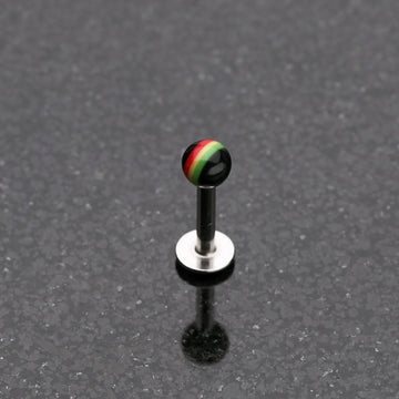 Detail View 1 of Rasta Jamaican Stripe UV Acrylic Ball Top Labret-Rainbow/Multi-Color